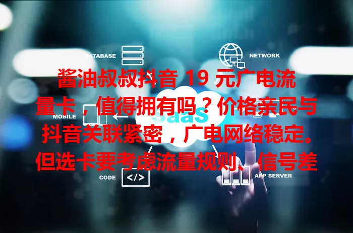 酱油叔叔抖音 19 元广电流量卡，值得拥有吗？价格亲民与抖音关联紧密，广电网络稳定。但选卡要考虑流量规则、信号差异，常刷抖音且费敏感的用户，办前需仔细研究条款。