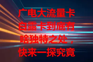 广电大流量卡白露卡到底有啥独特之处，快来一探究竟！