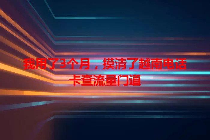 我用了3个月，摸清了越南电话卡查流量门道