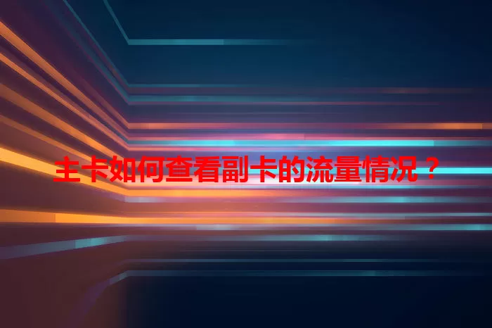 主卡如何查看副卡的流量情况？