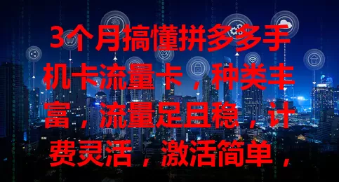 3个月搞懂拼多多手机卡流量卡，种类丰富，流量足且稳，计费灵活，激活简单，售后完善，是优质上网选择