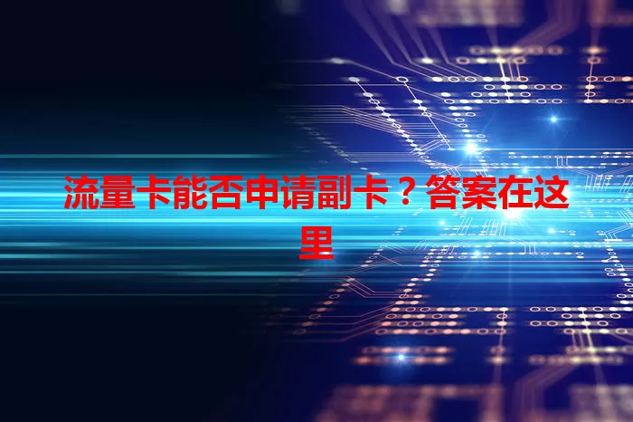 流量卡能否申请副卡？答案在这里