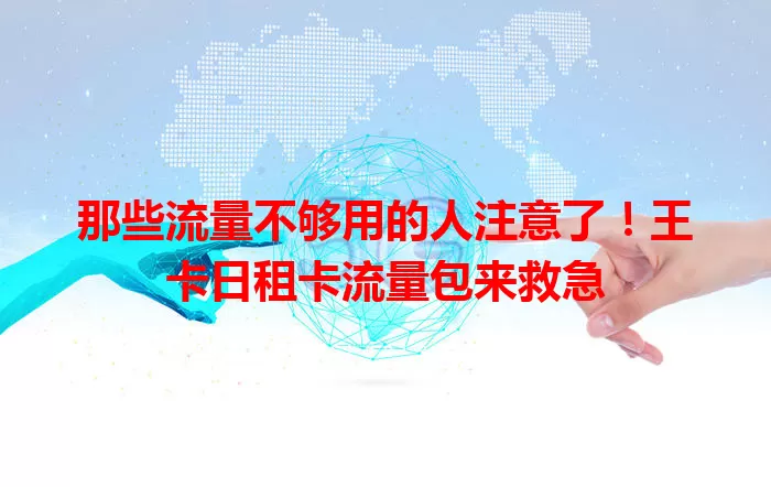 那些流量不够用的人注意了！王卡日租卡流量包来救急