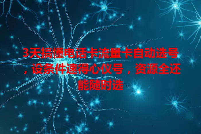3天搞懂电话卡流量卡自动选号，设条件速得心仪号，资源全还能随时选