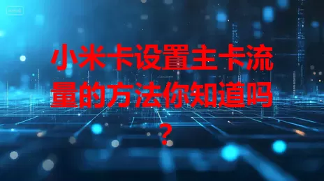 小米卡设置主卡流量的方法你知道吗？