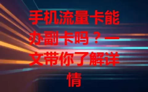 手机流量卡能办副卡吗？一文带你了解详情